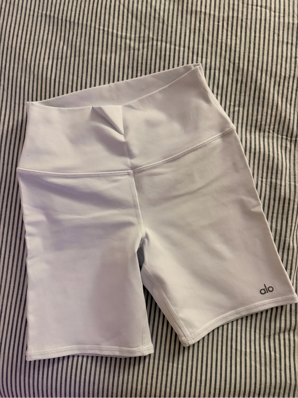 ALO Yoga White High-Rise Bike Shorts